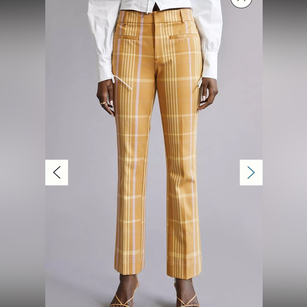 Anthropologie Maeve Kick-Flare Pants Orange Plaid 6 Small - Picture 2 of 12